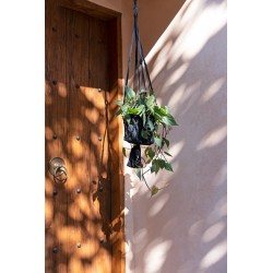 Le Porte-Plante en Macramé - Noir - L