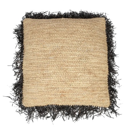 La Housse de Coussin en Raphia Carrée - Noir Naturel - 60x60