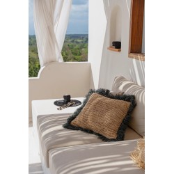 La Housse de Coussin en Raphia Carrée - Noir Naturel - 60x60