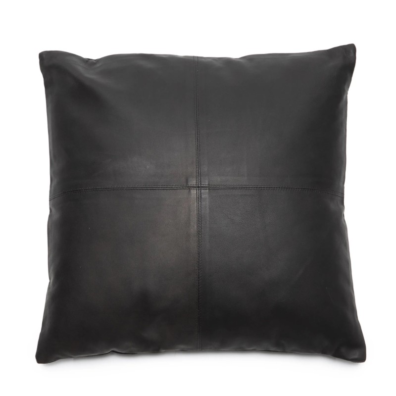 Housse de coussin en cuir à quatre panneaux - Noir - 60x60