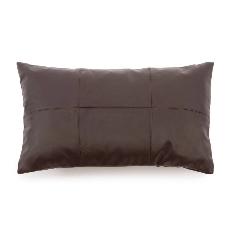 La housse de coussin en cuir à six panneaux - Choco - 30x50