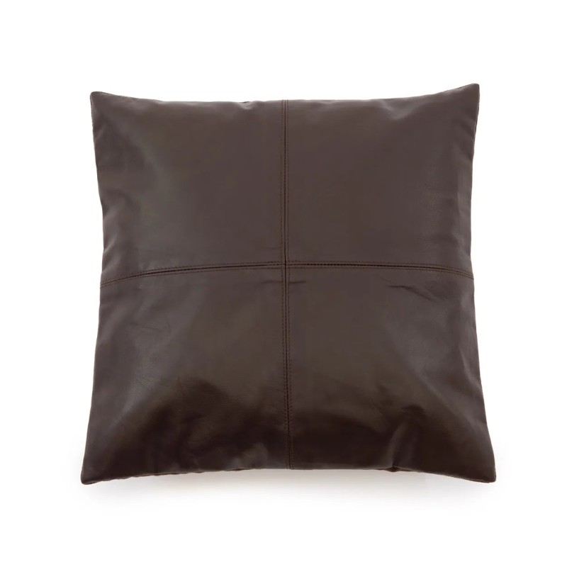 La housse de coussin en cuir à quatre panneaux - Choco - 40x40