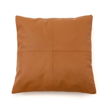 La housse de coussin en cuir à quatre panneaux - Camel - 40x40