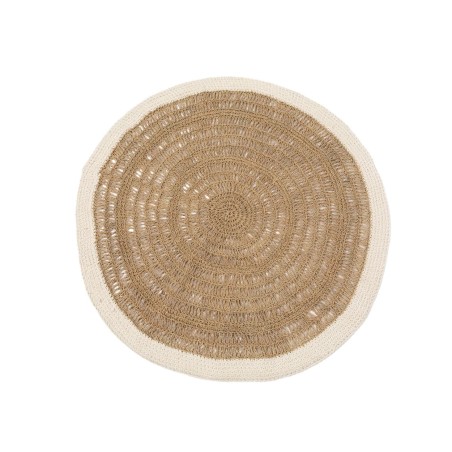 Le Jonc de Mer et Coton Tapis Rond - Blanc Naturel - 100