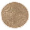 Tapis rond en jonc de mer et coton - Blanc naturel - 150