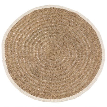 Le Jonc de Mer et Coton Tapis Rond - Blanc Naturel - 200