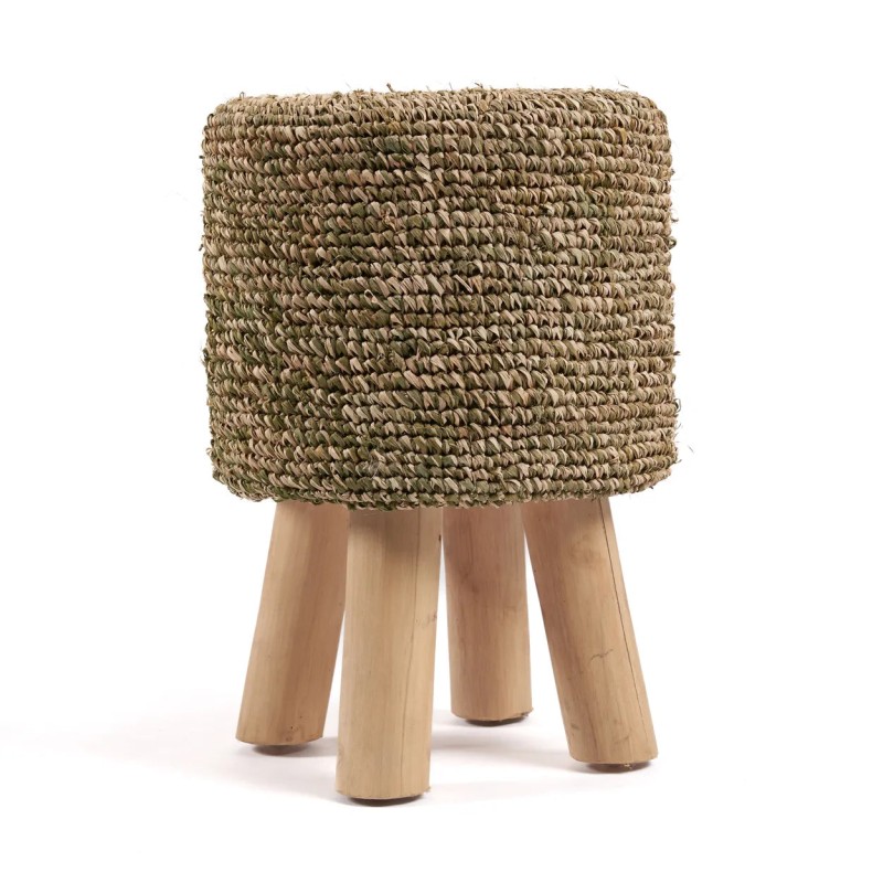 Le Tabouret Tressé Raphia - Jungle Green