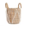 Le panier en macramé à coutures droites - Naturel Blanc - S