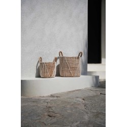 Le panier en macramé à coutures droites - Naturel Blanc - S