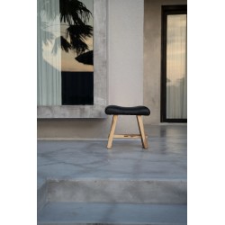 Le Tabouret Suar en Cuir - Noir Naturel