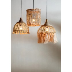 Le pendentif cage à oiseaux Abaca - Naturel - M